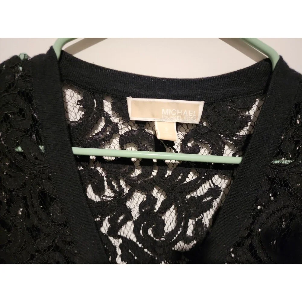 VTG Michael Michael Kors women'S black lace long sleeve buttons sweather shirt S